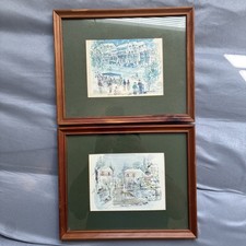  Pair 2 Vintage Alfred Birdsey Bermuda Art Prints Framed Matted St Georges picture
