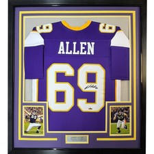 Framed Facsimile Autographed Jared Allen 35x39 Purple Jersey picture