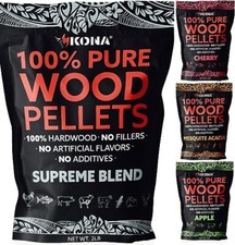 Kona Smoker Pellets - Supreme, Mesquite, Apple, Cherry - 4x2 LB Bags (8 Pounds) picture