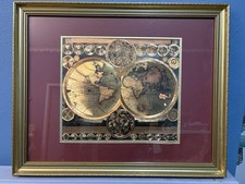 **Vintage Adam Friedrich Zürner Gold Foil World Map - Framed Peter Schenk 1706 R picture