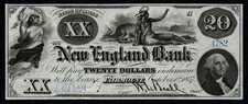 1857 $20 SCARCE ISSUED NEW ENGLAND BANK, ME GEM UNC Broken Banknote picture