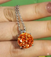 RARE 6.40 Ct Certified Flame Orange Diamond Solitaire Necklace, Great Luster picture