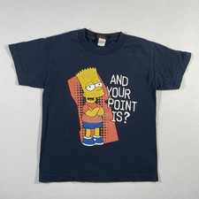 Vintage Bart Simpson Shirt Youth Kids Small Black Distressed Humor Y2K picture