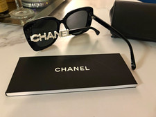 CHANEL CH5422 Women's Cat Eye Sunglasses Black Frame Gray Tinted Logo picture