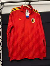 adidas Belgium National Team 1986 l/s RBFA H JSY Soccer Jersey Red Size L picture