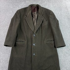 Vintage Mani Giorgio Armani Overcoat Mens 44 Brown Pure Wool Long Trench Italy picture