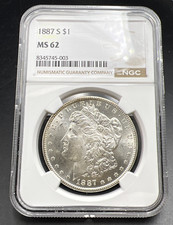1887 S S/S $1 Morgan Silver Dollar Coin MS62 BU UNC VAM 2 Top 100 Variety picture