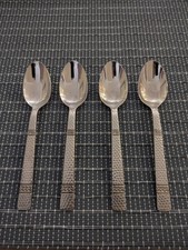 Set Of 4 Wallace CHEYENNE Teaspoons Hammered 18/10 Stainless  Flatware picture