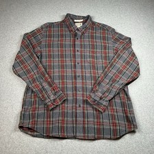 L.L.Bean Traditional Fit Plaid Carefree Flannel Shirt Mens L Gray Red Cotton picture