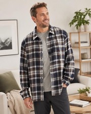 Lululemon Brushed Woven Overshirt Men's XXL Prospect Plaid True Navy Olive Brown picture
