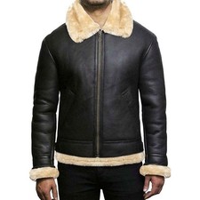 2XL CLEARANCE Aviator B3 Bomber Jacket Real Sheepskin Leather Flying Pilot Coat picture