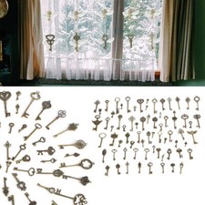 69 Pcs Set Antique Vintage Old Look Ornate Skeleton Keys Fancy Heart Bow Pendant picture