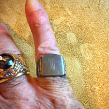 Antique Men's Sterling Silver Engraved Signet Ring Monogram Initial W Size 9 picture