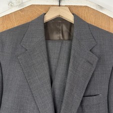 VTG Cricketeer Suit Mens 37S Gray Houndstooth 2 Button Wool Pants 30x27 1990s picture