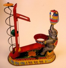 Vintage US Zone Germany JW Tin Litho Wind Up Performing Circus Elephant 1940's picture