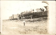 Welling KS Postmark Train Wreck c1900s-10s Real Photo Vintage Postcard bhn picture