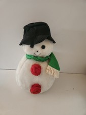 Vtg Eden Original Round Snowman 15” With Green Hat Scarf Plush Stuffed 1960 picture