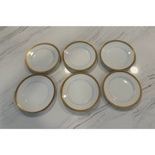 Antique Coronet Limoges France Gold Encrusted 6” Side Plates Set of 6 c 1906-20 picture