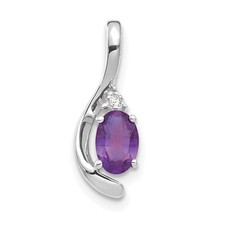 14k White Gold 6x4 Oval February/Amethyst and Diamond Pendant for Women picture