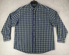 Knights Sportswear Shirt Men Size XL Long Sleeve Button Up Blue Plaid Flaw picture