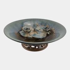 Fulper 1917-1934 Art Pottery Large Reticulated Bowl T68 And Lily Pad Flower Frog picture