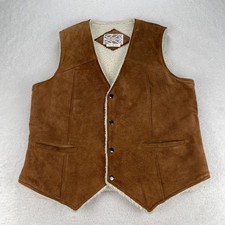 Vtg Pardners Western Suede Leather Vest Sz 44 Sherpa Lined Ranch Chore Minty EUC picture