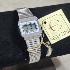 Vintage Digital 1970s ELGIN Unisex Watch Digital Silver Dress Elegant LOT *Runs picture