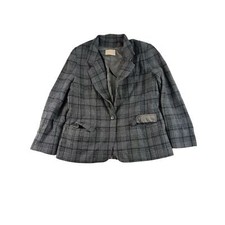 Womans Vintage Pendleton 100% Virgin Wool Blazer Jacket Gray & Black Plaid picture