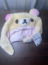 Korilakkuma Kigurumi Plush Beanie Hat Sazac San-X Rilakkuma Cream NWT picture