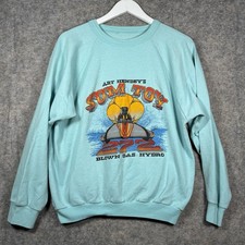 Vintage 70/80s Art Hendeys Hydro Racing Boat Sweatshirt Mens Size M 22x24 Teal picture