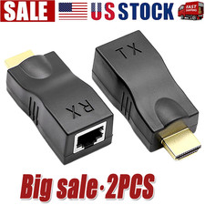 2PCS 4K 1080P HDMI Extender to RJ45 Over Cat 5e/6 Network LAN Ethernet Adapter picture