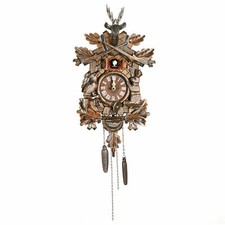 Vintage German Black Forest Wooden Wall Clock Hunter  Clock New picture