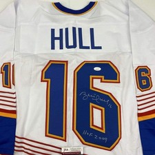 Autographed/Signed Brett Hull HOF 2009 St. Louis Retro White Jersey JSA COA picture