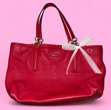 Coach Red City Tote Zip Top Large, Double Handles, Gold HW, Lined Pockets picture