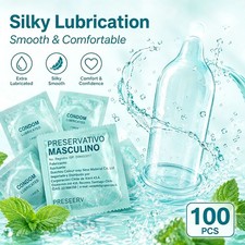 100PC Latex Condoms Bulk Pack Ultra Thin Extended Pleasure Extra Sex Delay Time picture