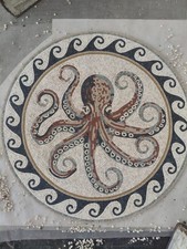 Octopus Marble Mosaic Floor Medallion Handmade Natural Stone Inlay Art picture