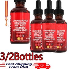 3/2Pack Cayenne Pepper Hawthorn Beet root Turmeric Vitamin K2+D3 Liquid Drops picture