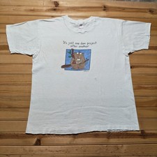 Vintage 90s Beaver Dam Humor Funny Cartoon Animal Single Stitch T-Shirt USA - XL picture