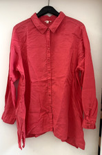 Eileen Fisher 100% organic irish linen button down, red, 2x picture