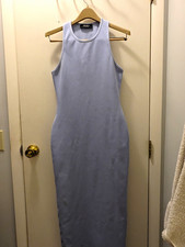 AKIRA Light Blue Knit Sleeveless Scoop Neck Stretch Bodycon Long Dress XL picture