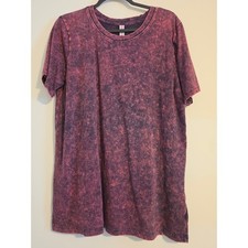 Zenana Outfitters T Shirt Womens 2X Purple Cotton Acid Wash Mineral Boho Trendy picture