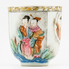 Chinese Porcelain Cup Xixiang Yongzheng Romance Famille Rose Gilt Qing Rare 18t picture