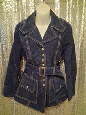 Vtg 70s Sears Blue Suede Hippy Jacket Coat Snap Front Pockets Sz M/L.. picture