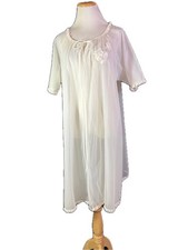 Vintage 1950s Vanity Fair Size M White Sheer Short Sleeve Tie-Front Robe picture