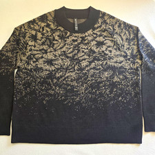 Athleta Jacquard Textured Crew Sweater L Large NWOT Merino Wool Frosted Floral.. picture