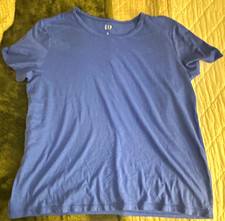 Gap womens Blue Solid Crew Neck Short Sleeve T-Shirt Size M Regular picture