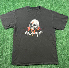 New VINTAGE Mudvayne T-Shirt Mens Black Skull Graphic Happy Halloween picture