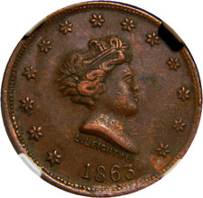 1863 Millions for Defense Civil War Token NGC AU 58 BN  Louis Leichtweis (24-3) picture