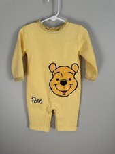NWT Vintage Deadstock Rare Disney Store 12mo Girls Pooh Romper Yellow Fleece picture