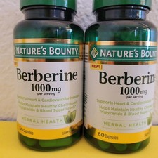 New 2 Pack Natures Bounty 1000 Mg Berberine 60 Capsules Ea/120 Total picture